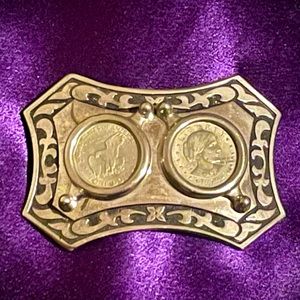 Vintage 1979 Susan B. Anthony double coin belt buckle